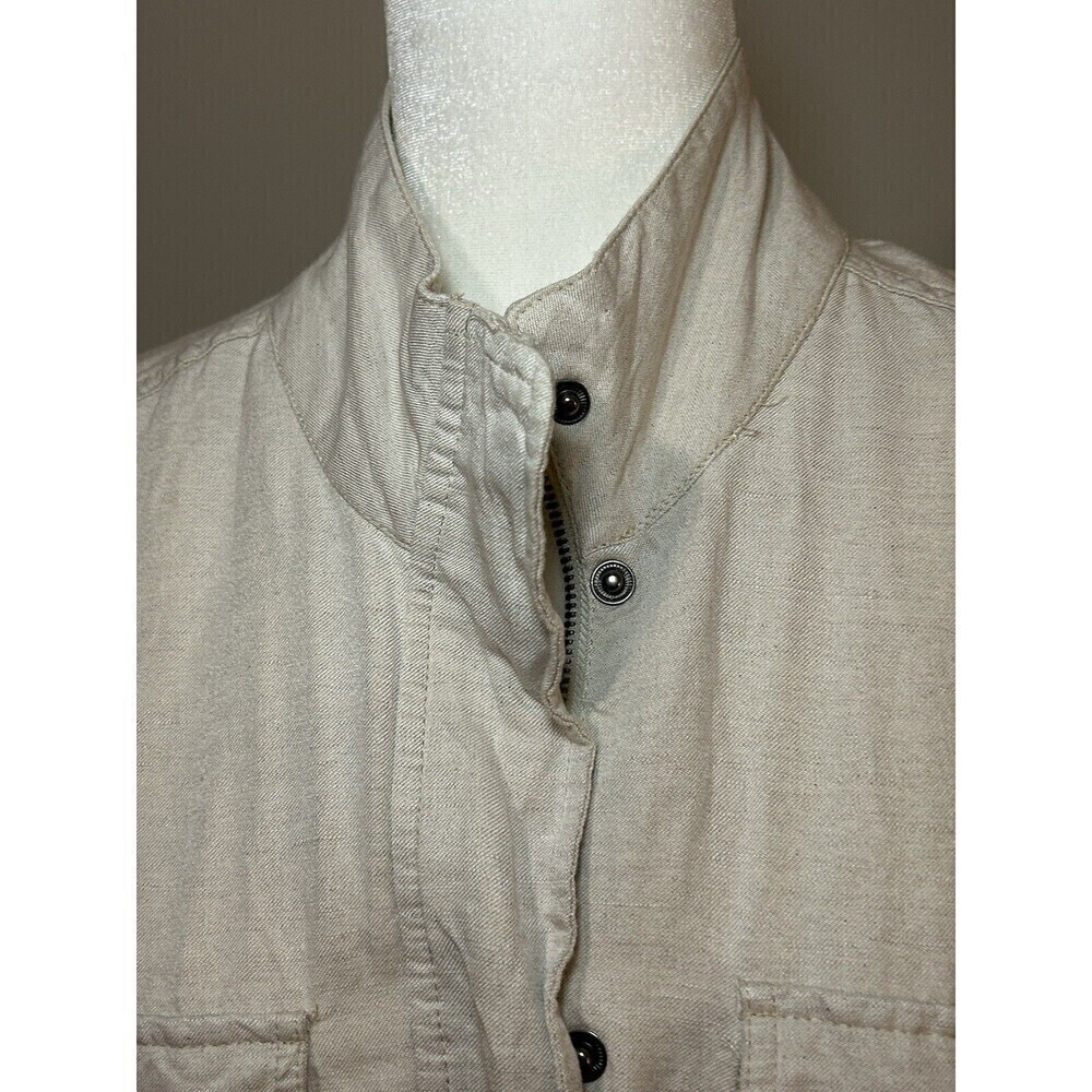 MAX JEANS Linen Blend Cream Jacket with Pockets & Cinch Tie Waist Size Small - Picture 4 of 9